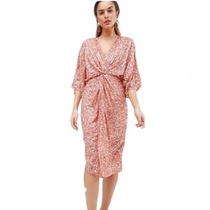 asos design scatter sequin knot front kimono maxi dress ASOS Asos Design Tall Scatter Sequin Knot Front Kimono Maxi Dress in Green